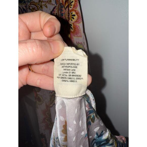 Kachel Anthropologie Pink Floral Flutter Sleeve Slip Dress Sz 6 N - Picture 6 of 10